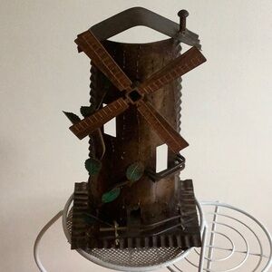 Vintage Brass Musical Windmill Bottle Holder. Handcrafted in Capri, Italy.